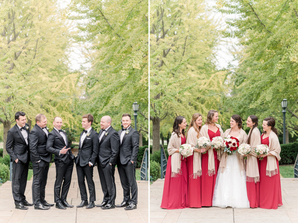 blush berry fall wedding featuring the Nelson-Atkins Museum, the Raphael Hotel and La Villa