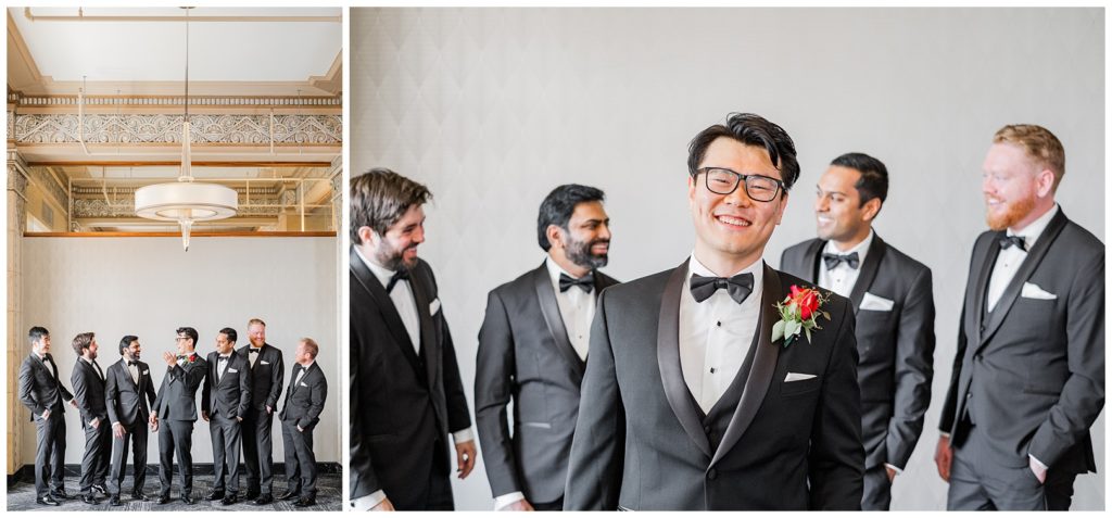 Red and Blush Grand Hall Power & Light Wedding