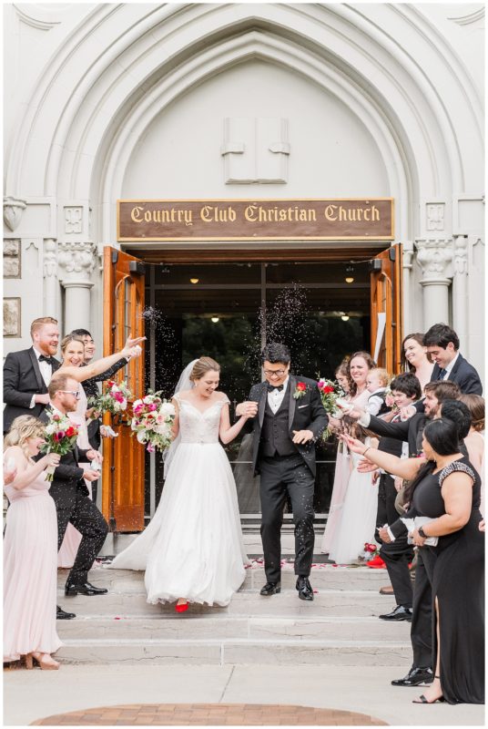 Red and Blush Grand Hall Power & Light Wedding