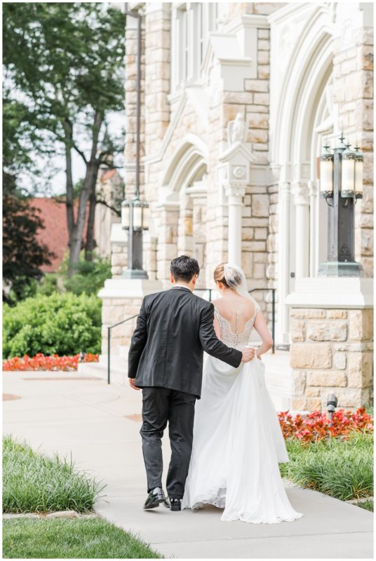 Red and Blush Grand Hall Power & Light Wedding