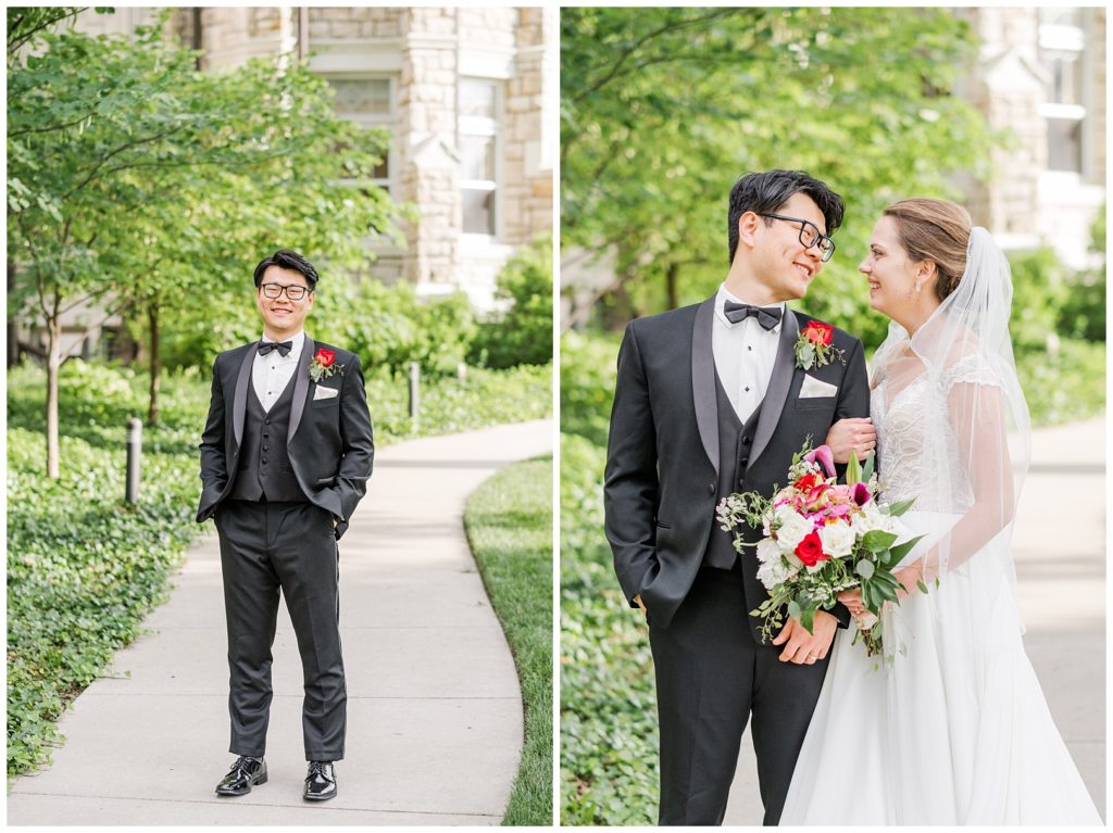 Red and Blush Grand Hall Power & Light Wedding