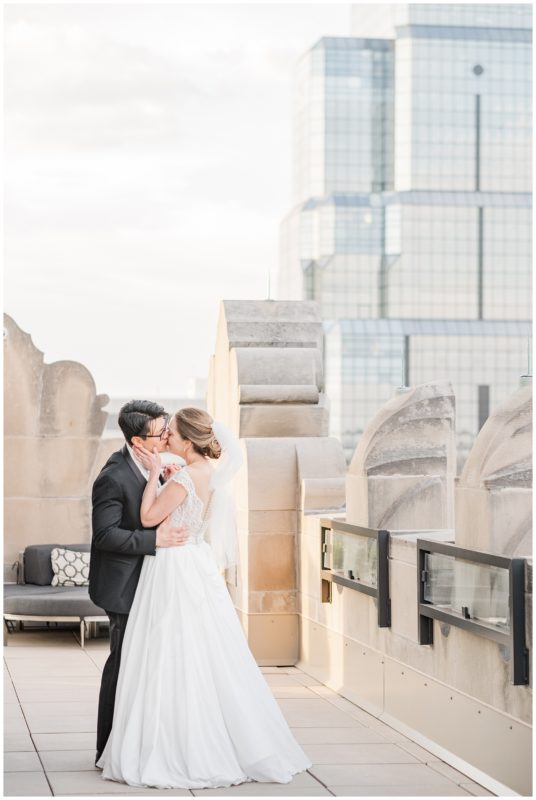 Red and Blush Grand Hall Power & Light Wedding