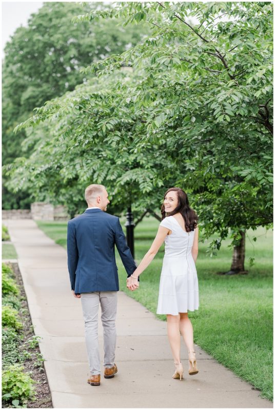 summer white & navy Loose Park Kansas City engagement inspiration