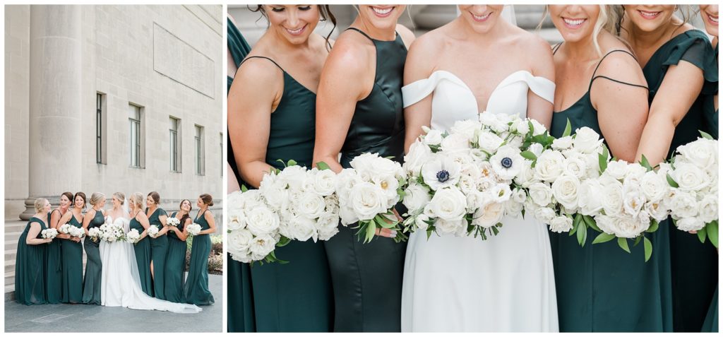 emerald and navy Magnolia Venue Nelson-Atkins Museum Cathedral Kansas City wedding photographer