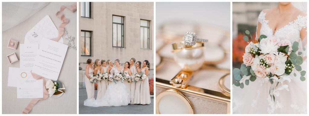 elegant black tie President Hotel winter Kansas City wedding