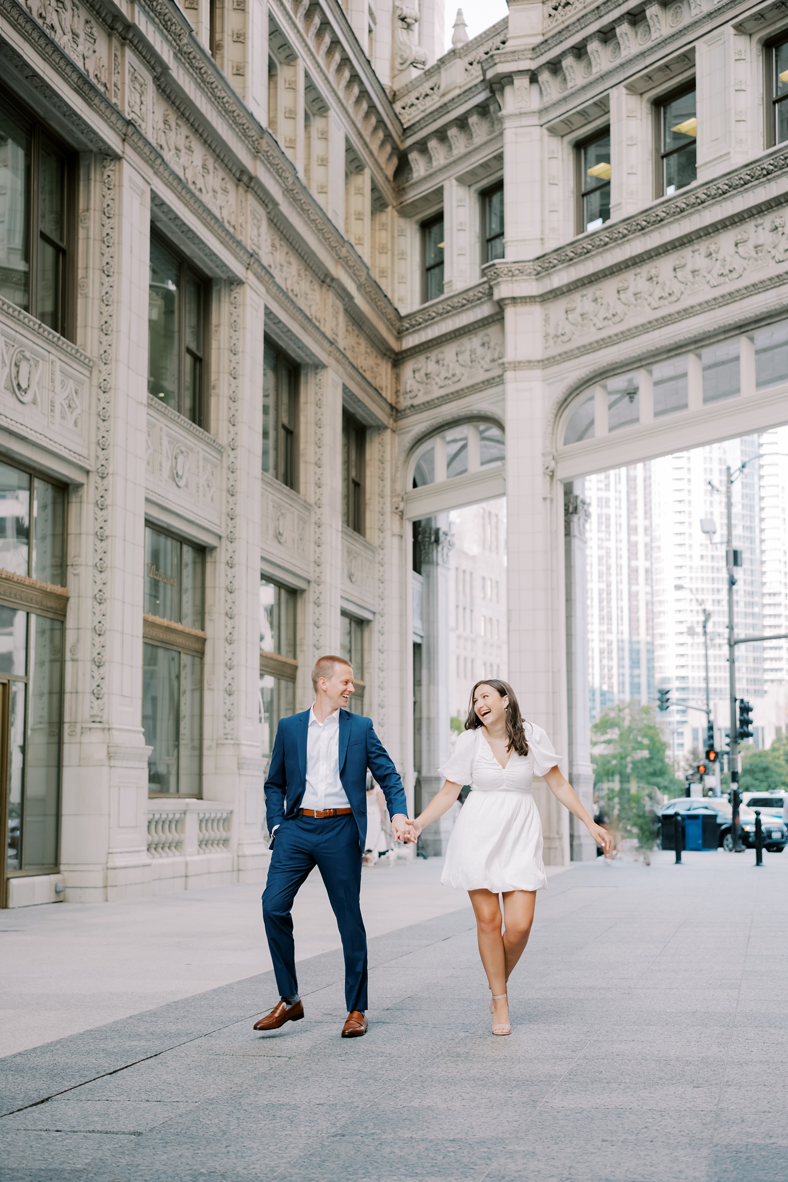 flirty downtown Chicago engagement session near Michigan Avenue